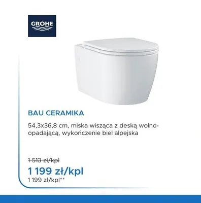 Miska WC wisząca Grohe Bau Ceramika promocja w Blu Salony Łazienek