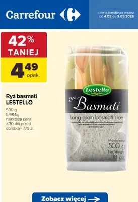 Ryż basmati Lestello promocja w Carrefour
