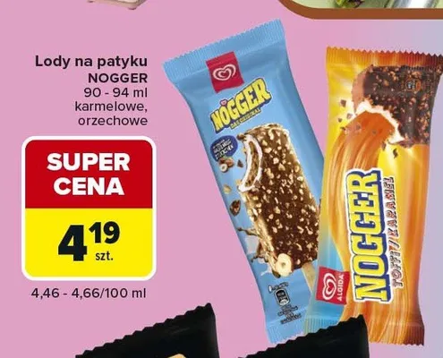 Lody na patyku Nogger orzechowe promocja w Carrefour Market