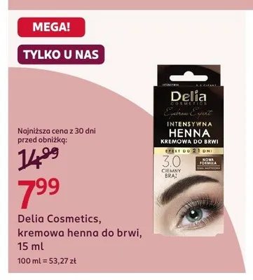 Kremowa henna do brwi Delia Cosmetics ciemny brąz promocja w Rossmann