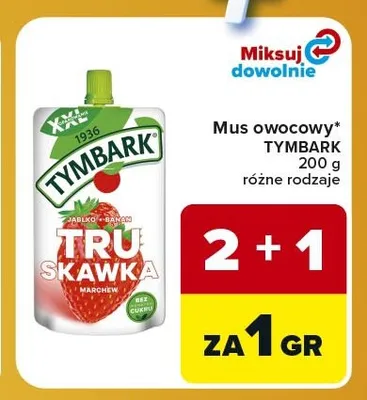 Mus owocowy Tymbark jabłko banan truskawka marchew promocja w Carrefour Express