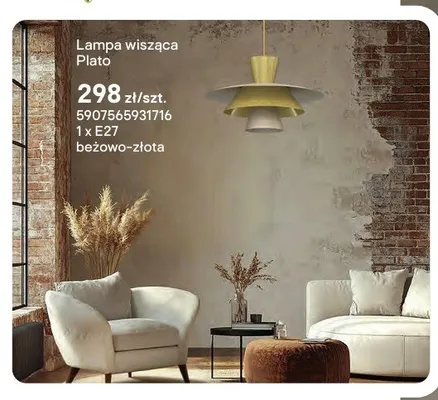Lampa wisząca Plato 1xE27 beżowo-złota promocja w Castorama