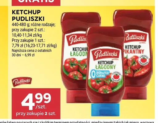 Ketchup łagodny Pudliszki promocja w Stokrotka