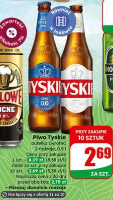 Piwo Tyskie butelka zwrotna promocja w Dino
