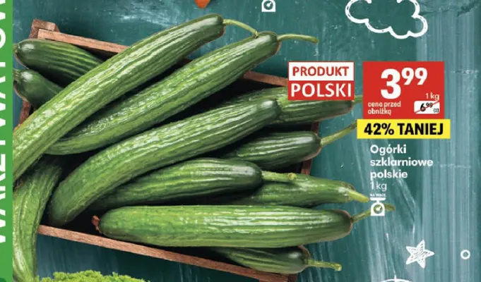 Ogórki szklarniowe polskie promocja w Delikatesy Centrum