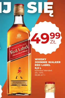 Whisky Johnnie Walker Red Label szkocka blended alk. 40% promocja w Duży Ben