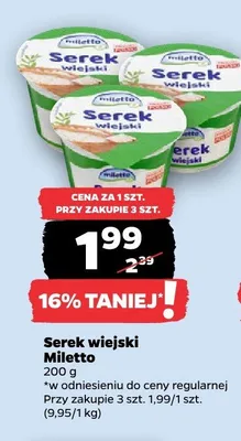 Serek wiejski Miletto promocja w Netto
