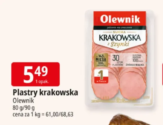 Plastry krakowska Olewnik promocja w Leclerc