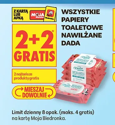 Papiery toaletowe nawilżane Dada promocja w Biedronka