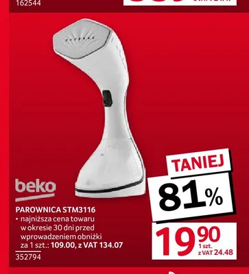 Parownica STM3116 Beko promocja w Selgros