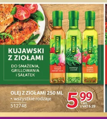 Olej rzepakowy z ziołami czosnek bazylia pieprz ostry Kujawski promocja w Selgros