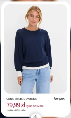 Cienki sweter oversize Bonprix promocja w bonprix
