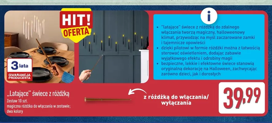 Latające świece z różdżką promocja w Aldi