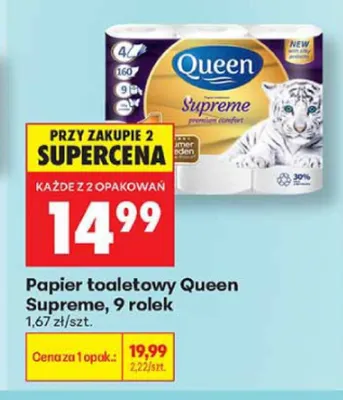 Papier toaletowy Queen Supreme 9-pak promocja w Biedronka