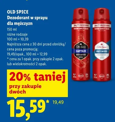 Dezodorant w sprayu dla mężczyzn Old Spice Captain promocja w Lidl