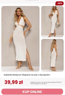 Sukienka damska Bodycon Wiązana na Szyi z Wycięciem Renee promocja w Renee