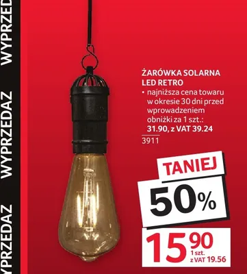 Żarówka solarna LED retro promocja w Selgros