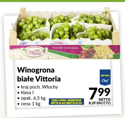 Winogrona białe Vittoria promocja w Makro
