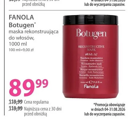 Maska rekonstruująca do włosów Fanola Botugen promocja w Hebe