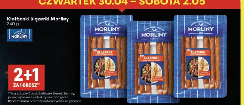 Kiełbaski ślązerki Morliny promocja w Delikatesy Centrum