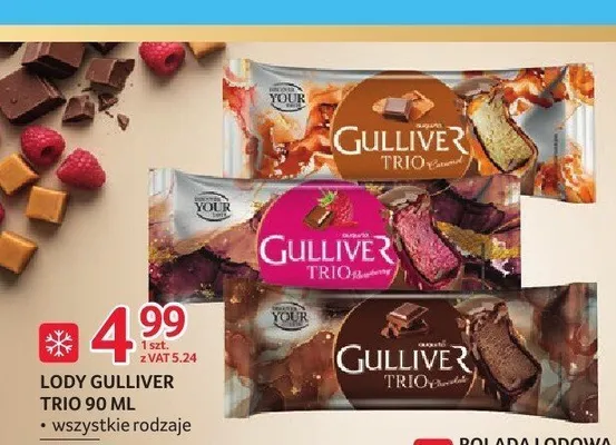 Lody Gulliver Trio Raspberry promocja w Selgros