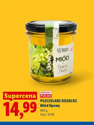 Miód lipowy Pszczelarz Kozacki promocja w Lidl