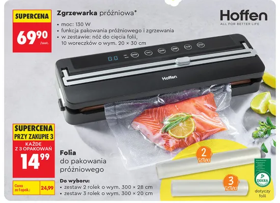 Folia do pakowania próżniowego - zestaw 3 rolek promocja w Biedronka