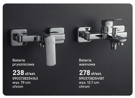 Bateria wannowa Azurro Ecologica chrom promocja w Castorama
