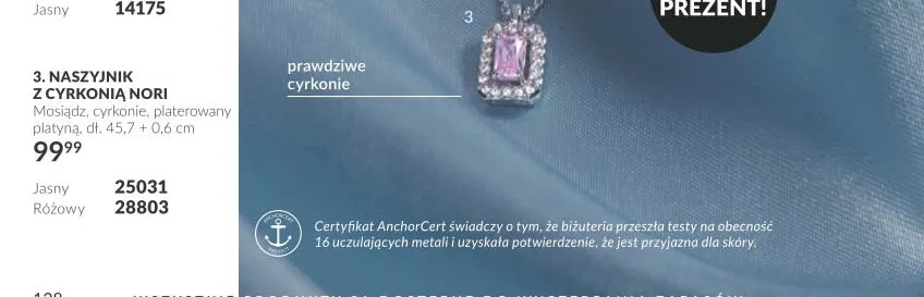 Naszyjnik z cyrkonią Nori promocja w AVON