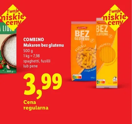Makaron bezglutenowy pene Combino promocja w Lidl