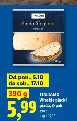 Włoskie placki piada 3-pak Italiamo promocja w Lidl
