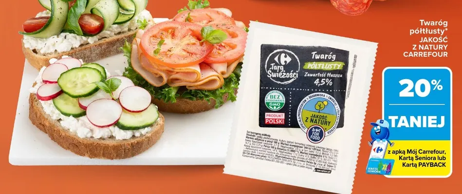 Twaróg półtłusty Jakość z Natury Carrefour promocja w Carrefour Market