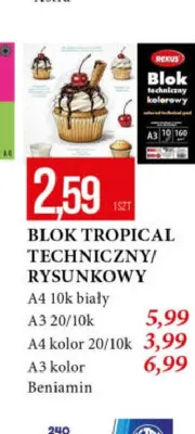 Blok tropical techniczny/rysunkowy Beniamin A3 20/10k promocja w Leclerc