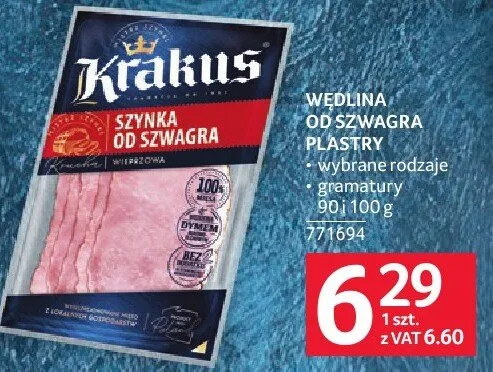 Wędlina szynka od sznagra Krakus promocja w Selgros