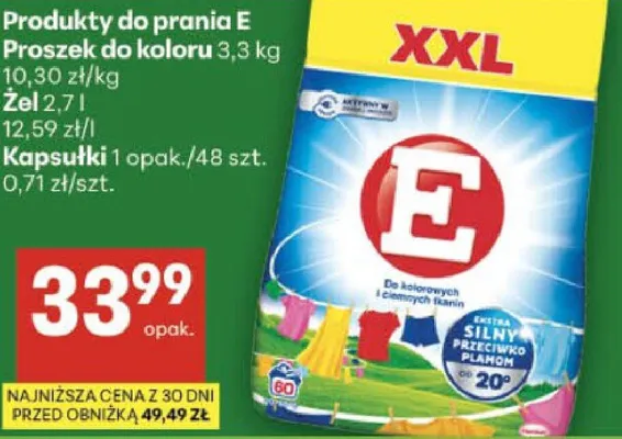 Produkty do prania E Proszek do koloru promocja w Delikatesy Centrum