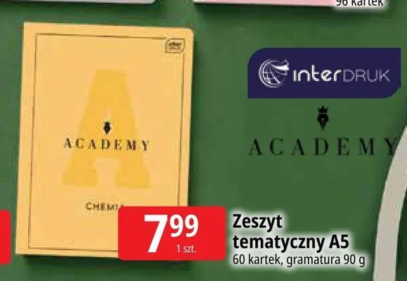 Zeszyt tematyczny A5 Academy Interdruk 60 kartek promocja w Leclerc