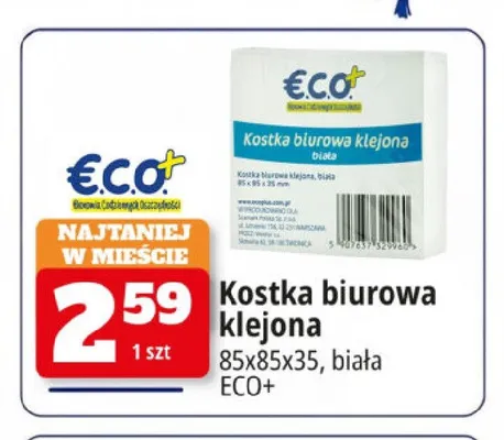 Kostka biurowa klejona biała ECO+ promocja w Leclerc