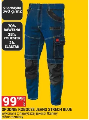 SPODNIE ROBOCZE JEANS STRECH BLUE różne rozmiary promocja w Merkury Market
