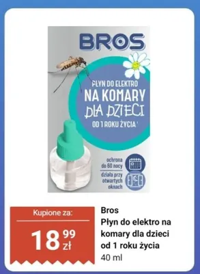 Płyn do elektro na komary dla dzieci od 1 roku życia Bros promocja w Dino