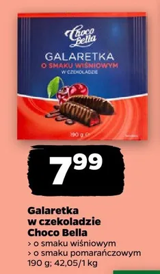 Galaretka w czekoladzie Choco Bella o smaku wiśniowym, o smaku pomarańczowym promocja w Netto