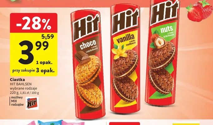 Ciastka Hit nuts promocja w Intermarche