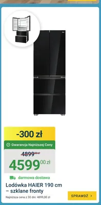 Lodówka HAIER 190cm szklane fronty promocja w ERLI
