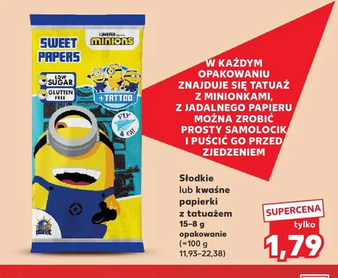 Słodkie papierki z tatuażem Minions promocja w Kaufland