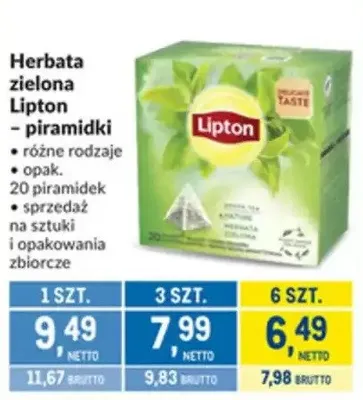 Herbata zielona Lipton - piramidki promocja w Makro