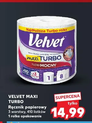 Ręcznik papierowy Maxi Turbo 3-warstwowy 410 listków Velvet promocja w Kaufland