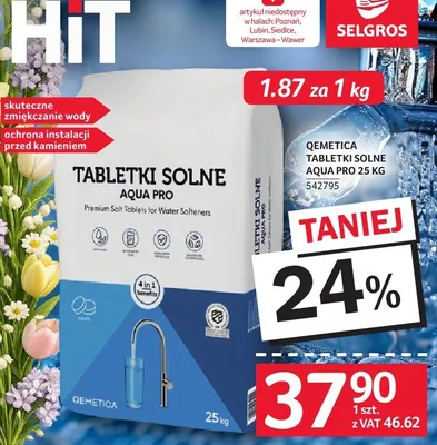 Tabletki solne Aqua Pro Qemetica 25 kg promocja w Selgros