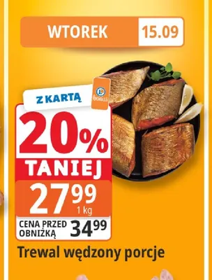 Trewal wędzony porcje promocja w Leclerc
