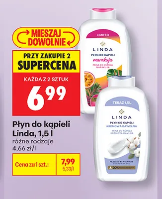 Płyn do kąpieli Linda Kremowa Bawełna promocja w Biedronka