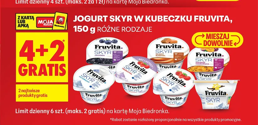 Jogurt Skyr w kubeczku Fruvita promocja w Biedronka