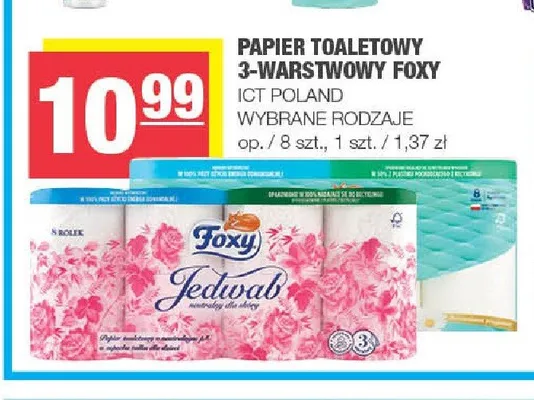 Papier toaletowy 3-warstwowy Foxy Jedwab promocja w SPAR